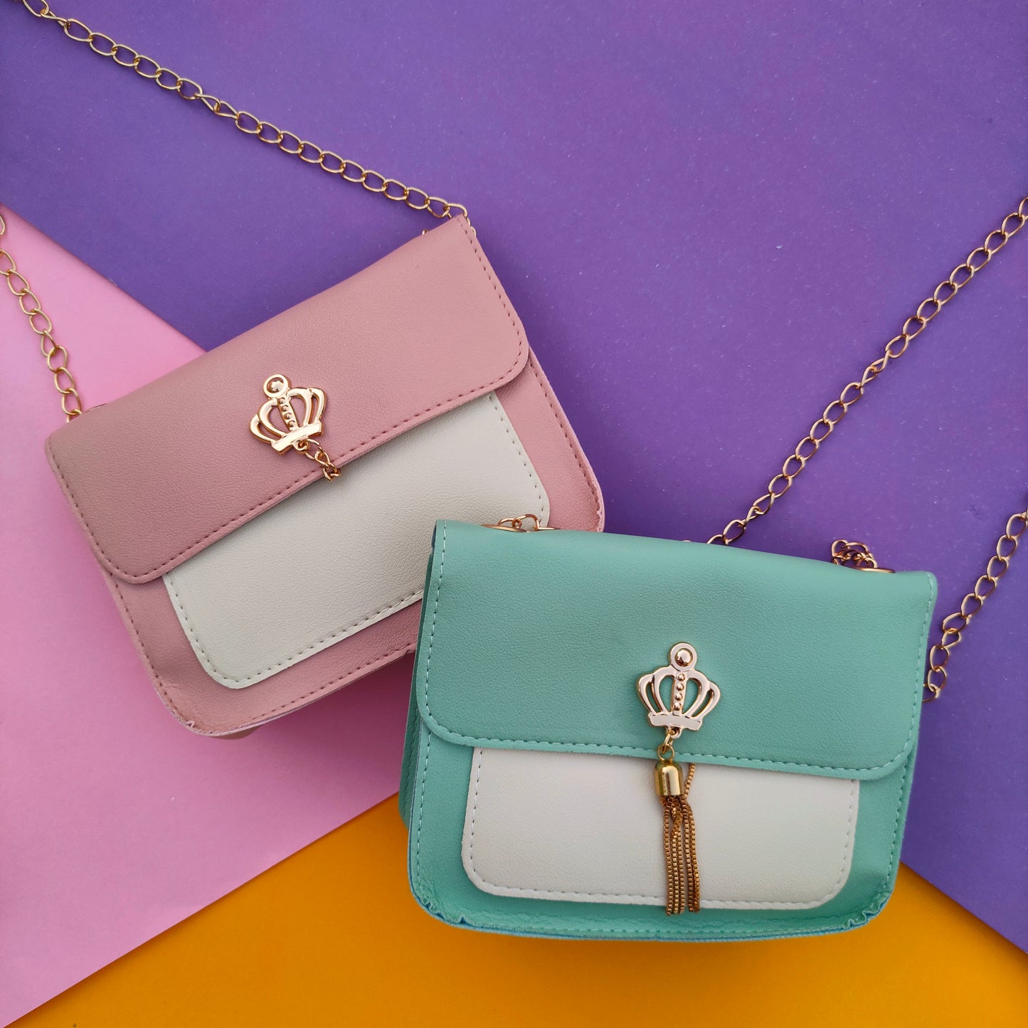 Leather chain crossbody bag-(HB-GRN-001)