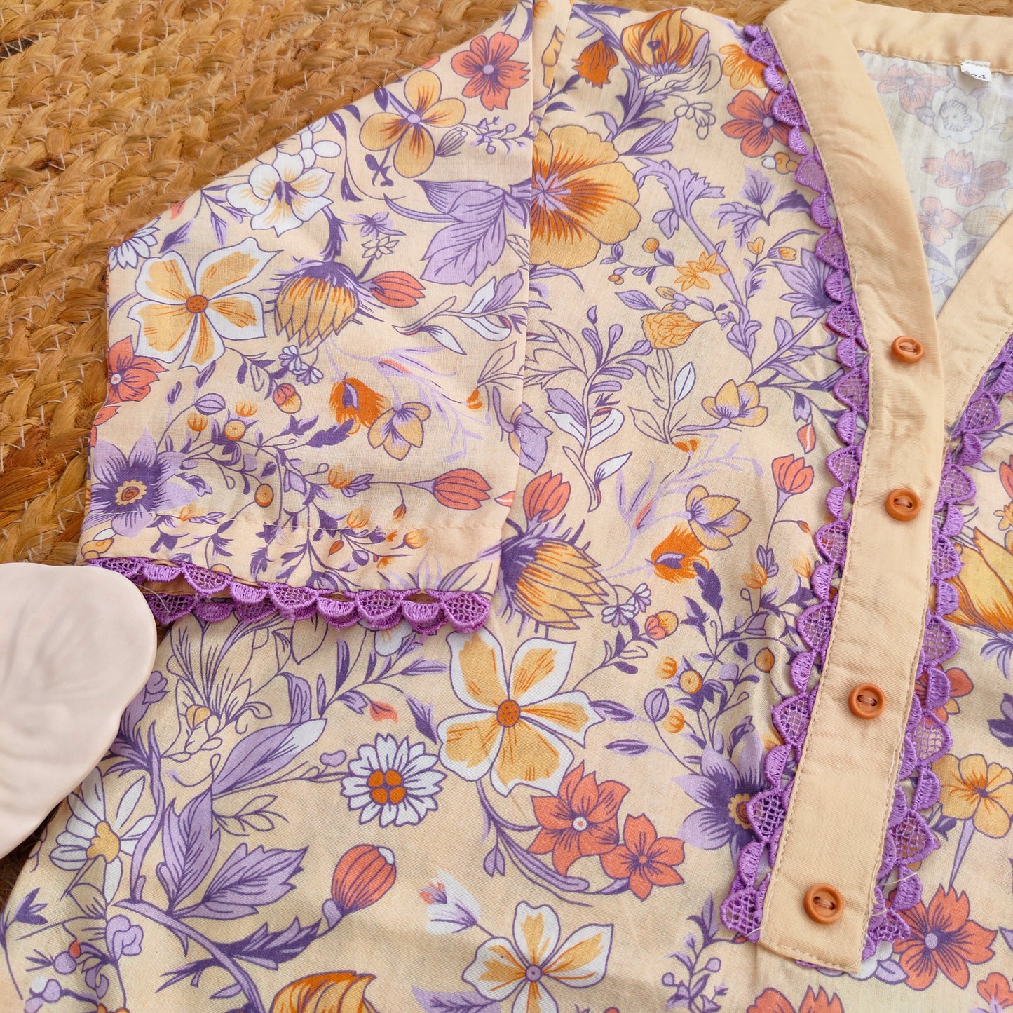 Off-white and purple 2 PC Lawn suit (BFT-009)