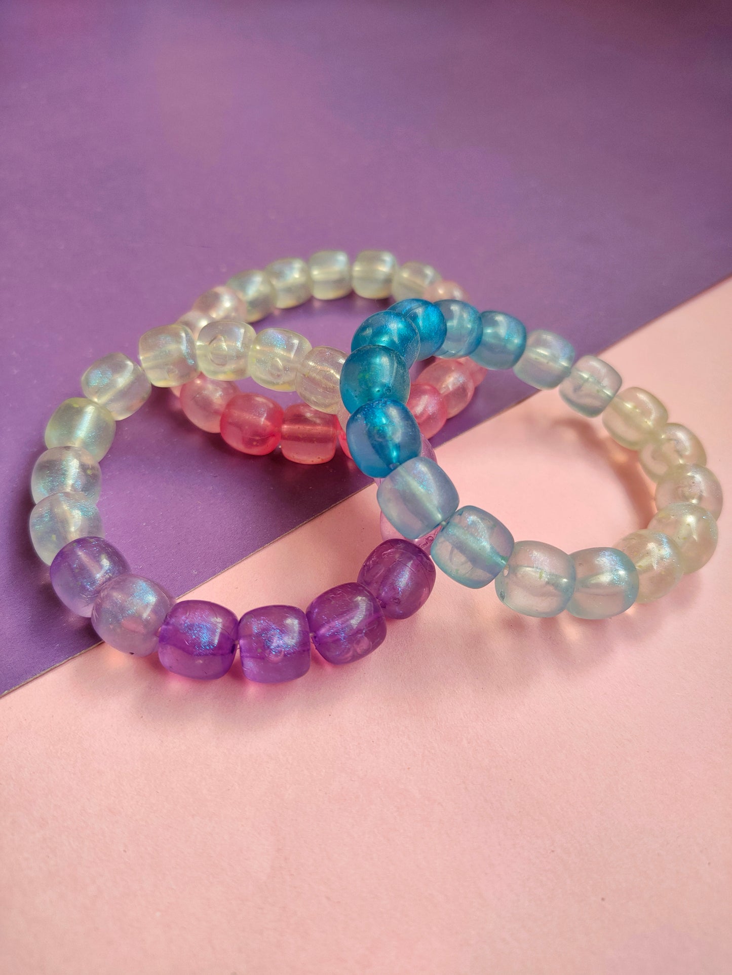 Luminous Set of 3 Chunky beaded bracelets -(BB-001)