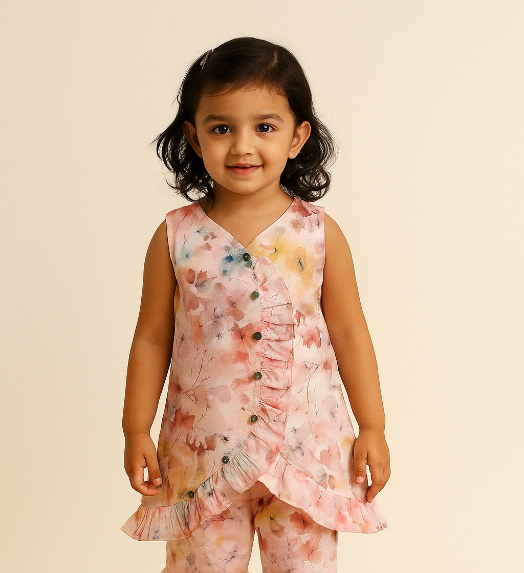 Pastel Peach 2 PC lawn suit (BSCS-001)