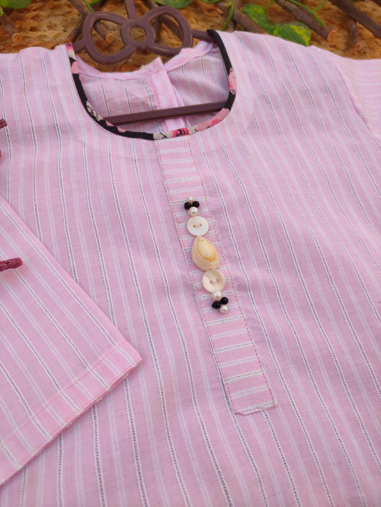 Pink and black 2 pcs lawn suit-(TWB-001)
