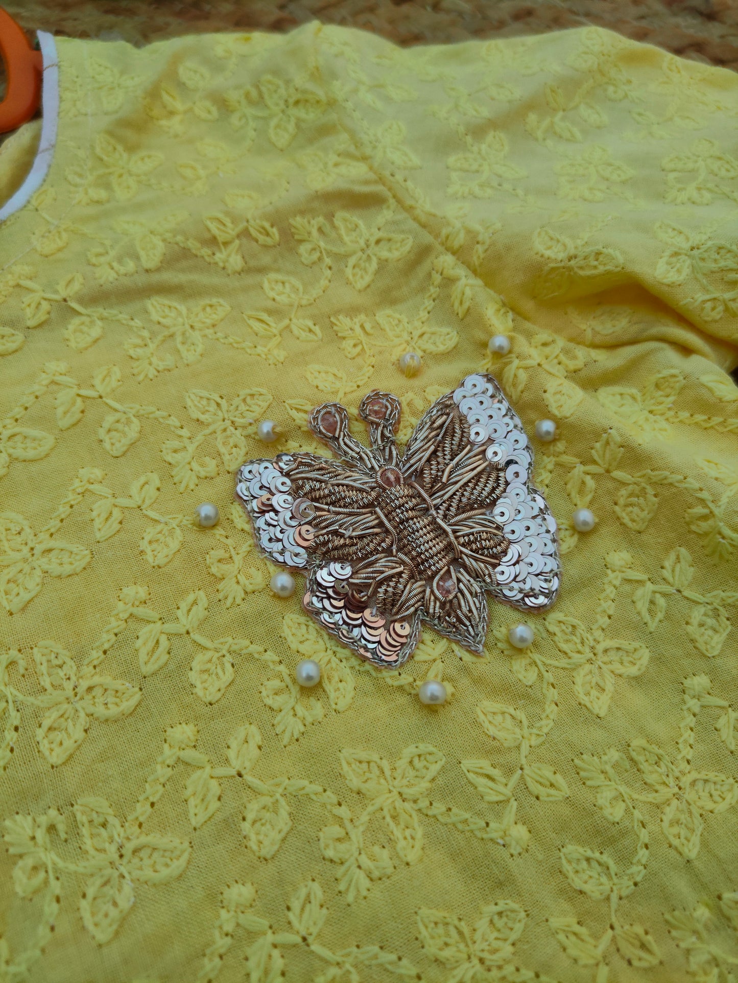 Yellow chikankari 2 pcs festive dress-(TWF-003)
