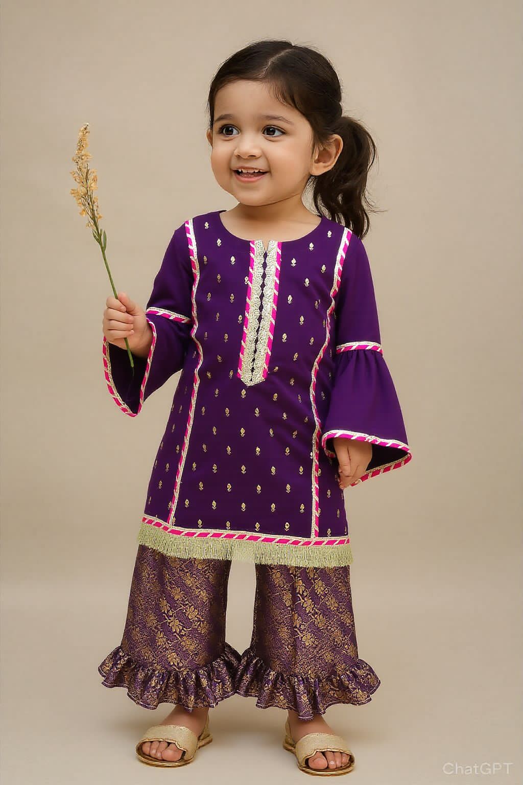 Purple and Pink 2 PC Chiffon suit (BFC-0026)