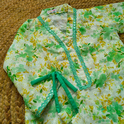 Green Chikankari Digital printed 2 PC Festive Dress (FSE-003)