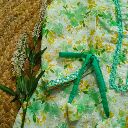 Green Chikankari Digital printed 2 PC Festive Dress (FSE-003)