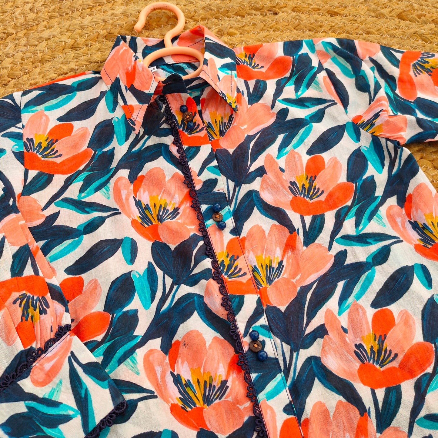 Blue and Orange printed Lawn Co-ord Set (BSCS-003)