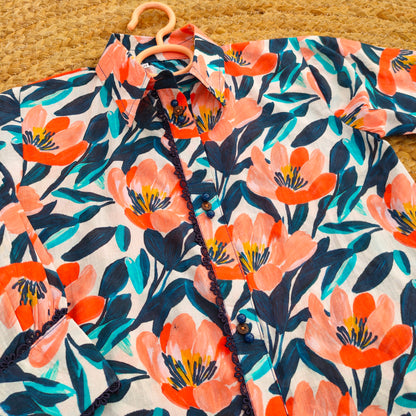 Blue and Orange printed Lawn Co-ord Set (BSCS-003)