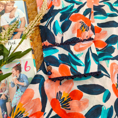 Blue and Orange printed Lawn Co-ord Set (BSCS-003)