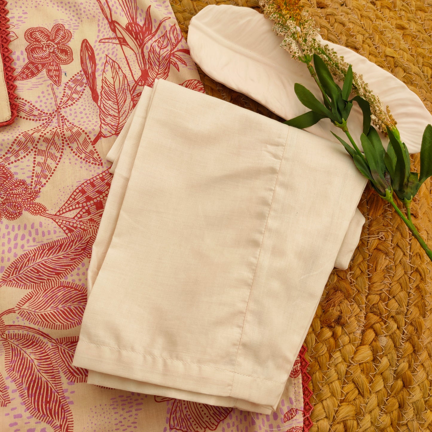 Beige and rust 2 PC Lawn suit (BFT-0010)