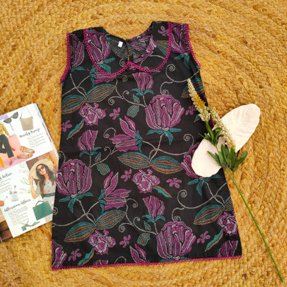 Black and purple 2 PC Lawn suit (BFT-0014)