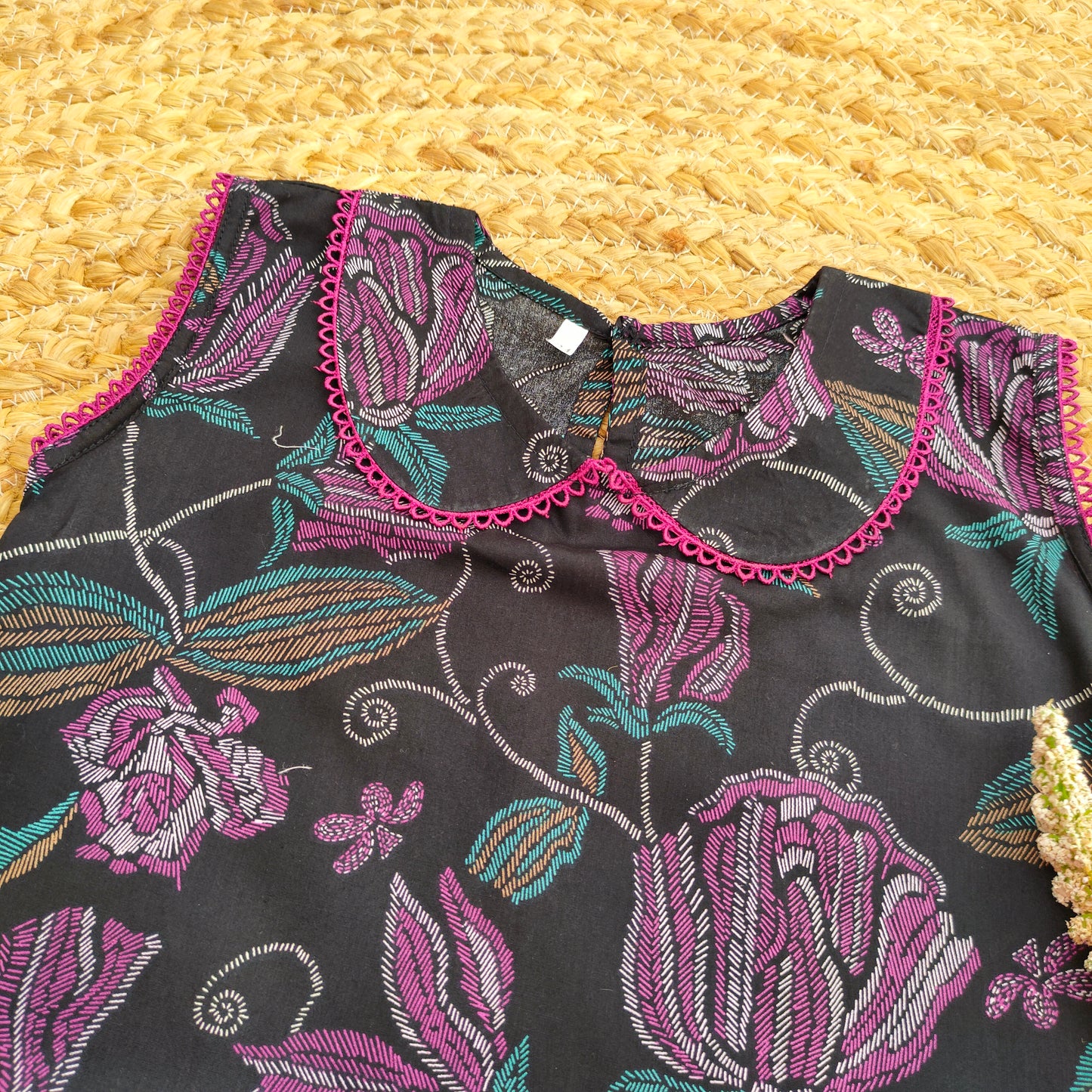 Black and purple 2 PC Lawn suit (BFT-0014)