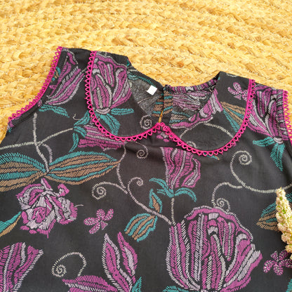 Black and purple 2 PC Lawn suit (BFT-0014)