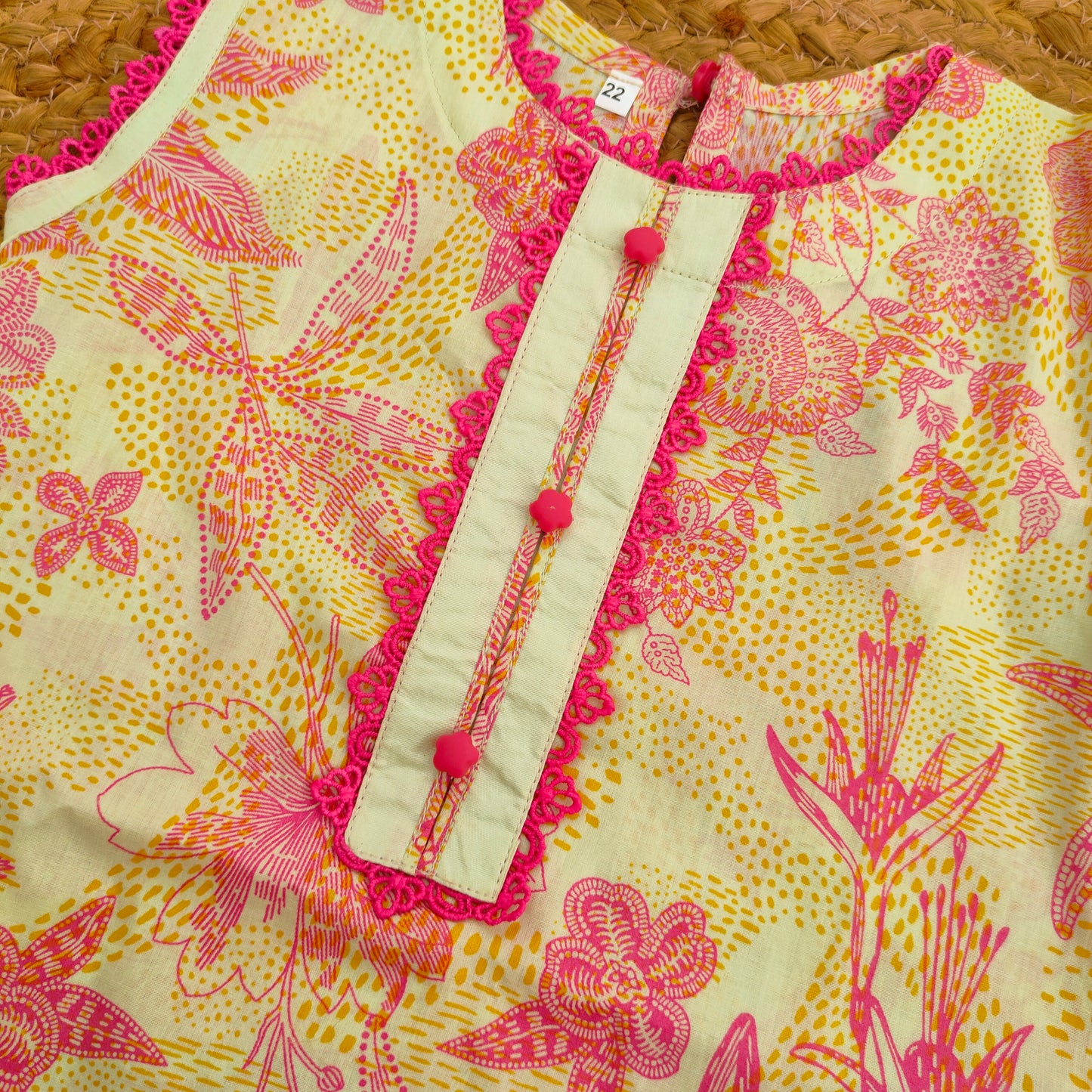 Pastel green and pink 2 PC Lawnsuit (BFT-006)