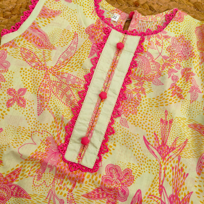 Pastel green and pink 2 PC Lawnsuit (BFT-006)