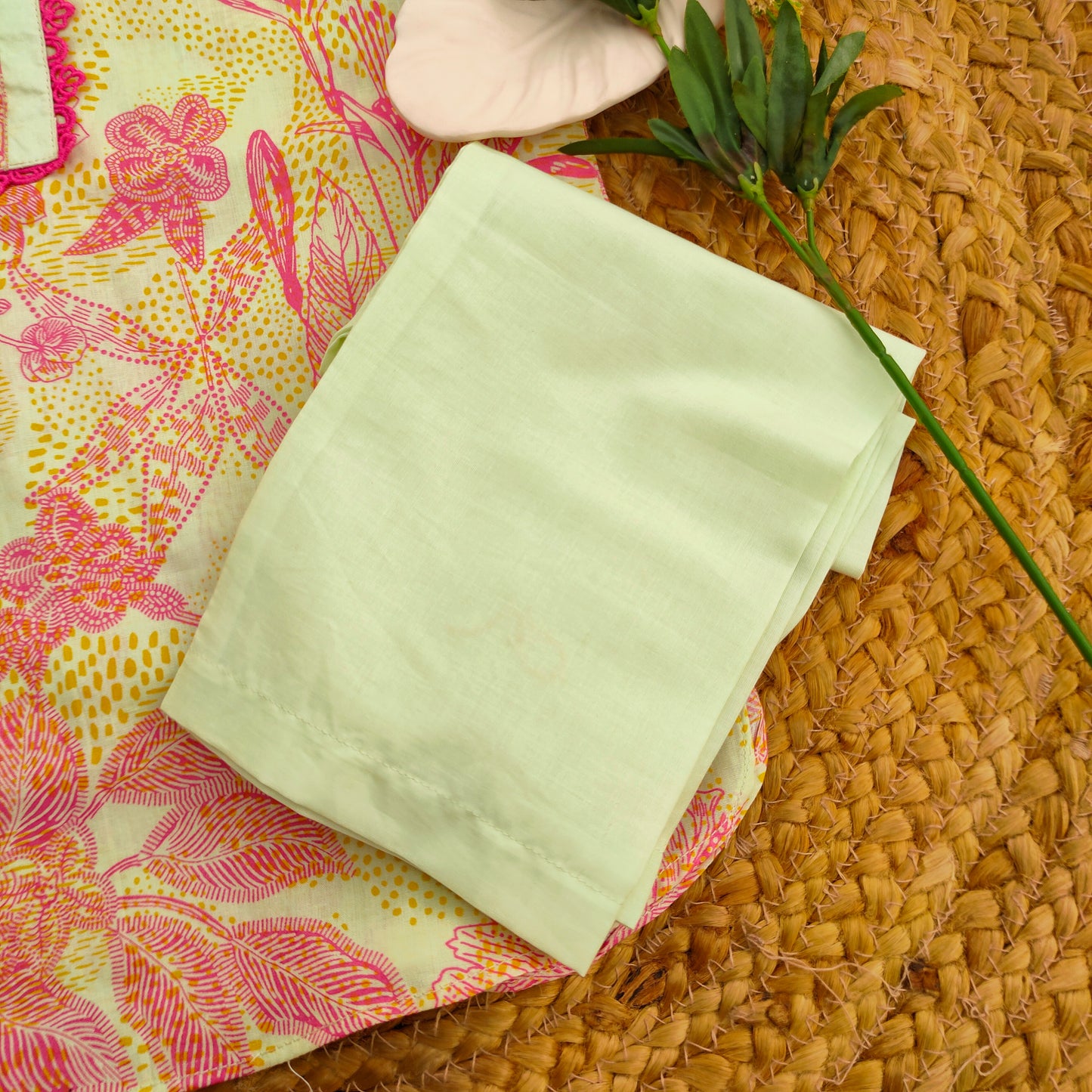 Pastel green and pink 2 PC Lawnsuit (BFT-006)