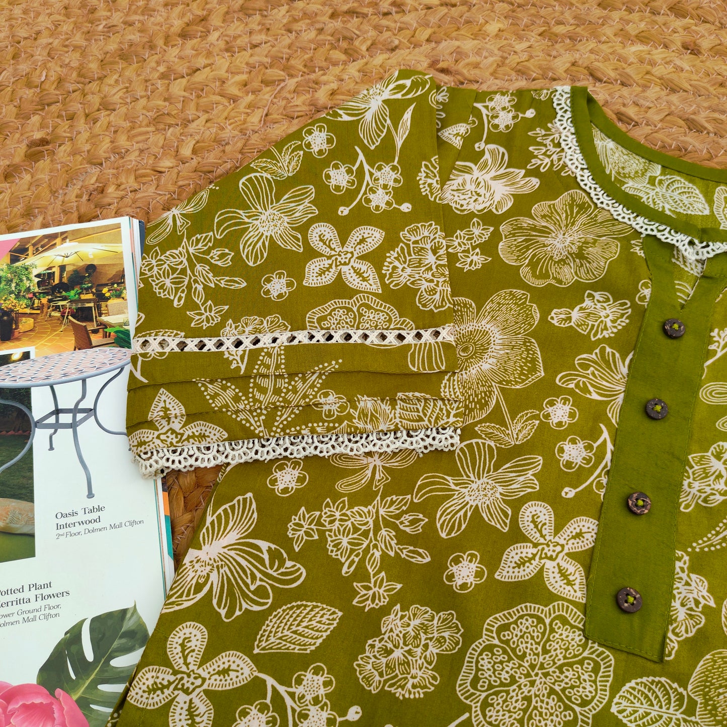 Olive green 2 PC Lawn suit (BFT-005)