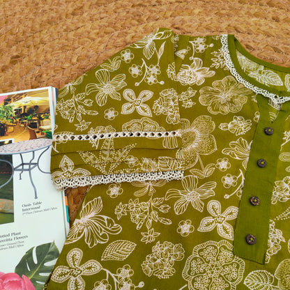 Olive green 2 PC Lawn suit (BFT-005)