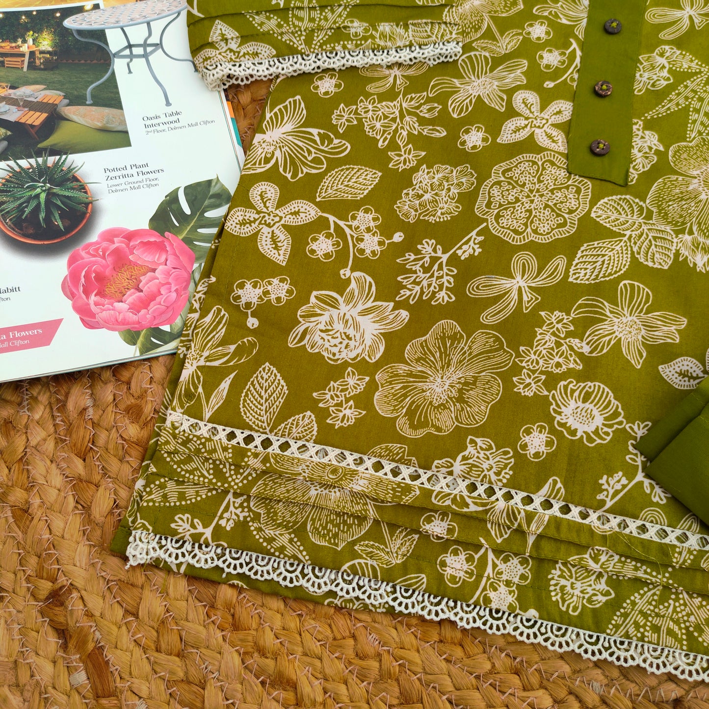 Olive green 2 PC Lawn suit (BFT-005)