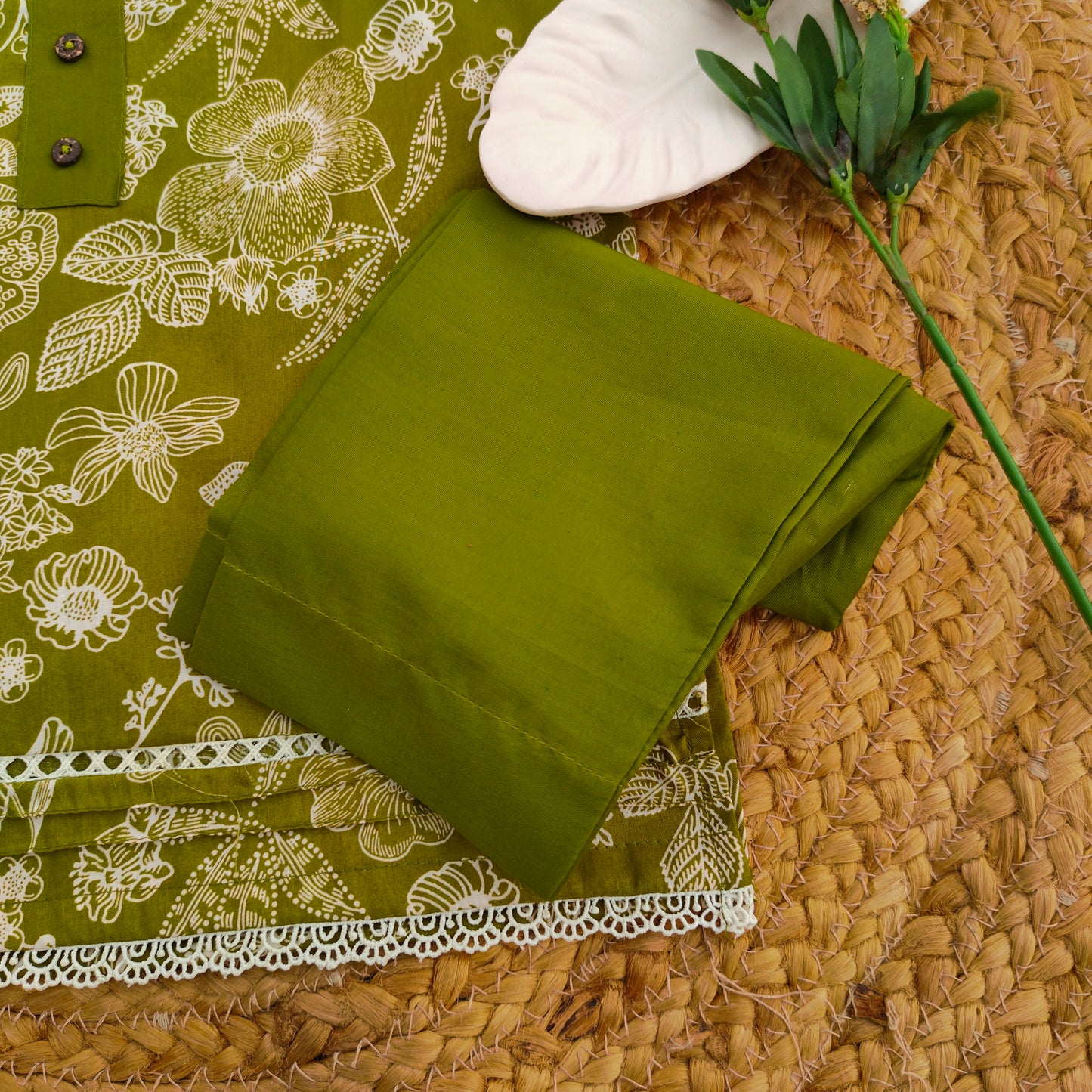 Olive green 2 PC Lawn suit (BFT-005)
