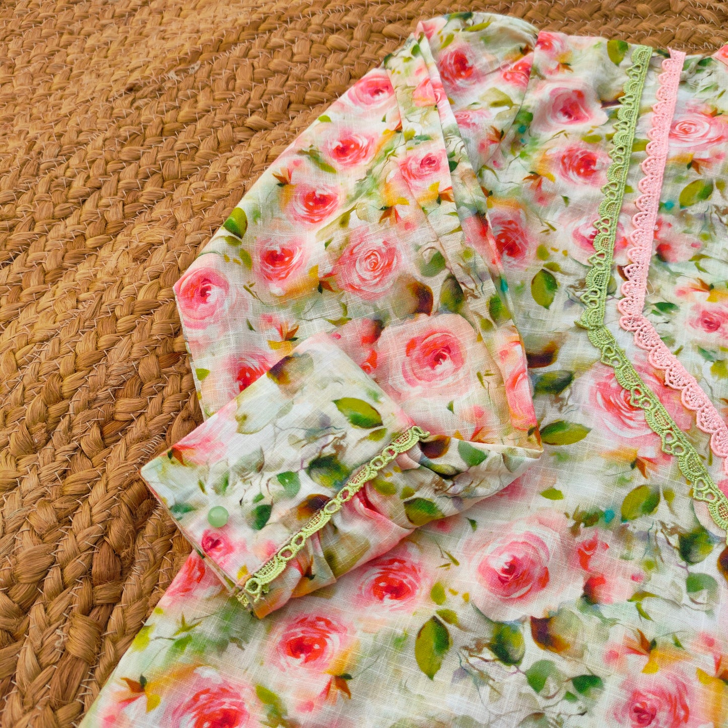 Pink floral Khaddar 2 PC dress (BW-001)