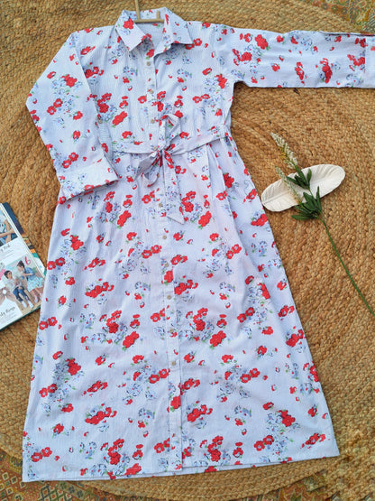 Blue Striped 1 PC Long Frock (BW-003)