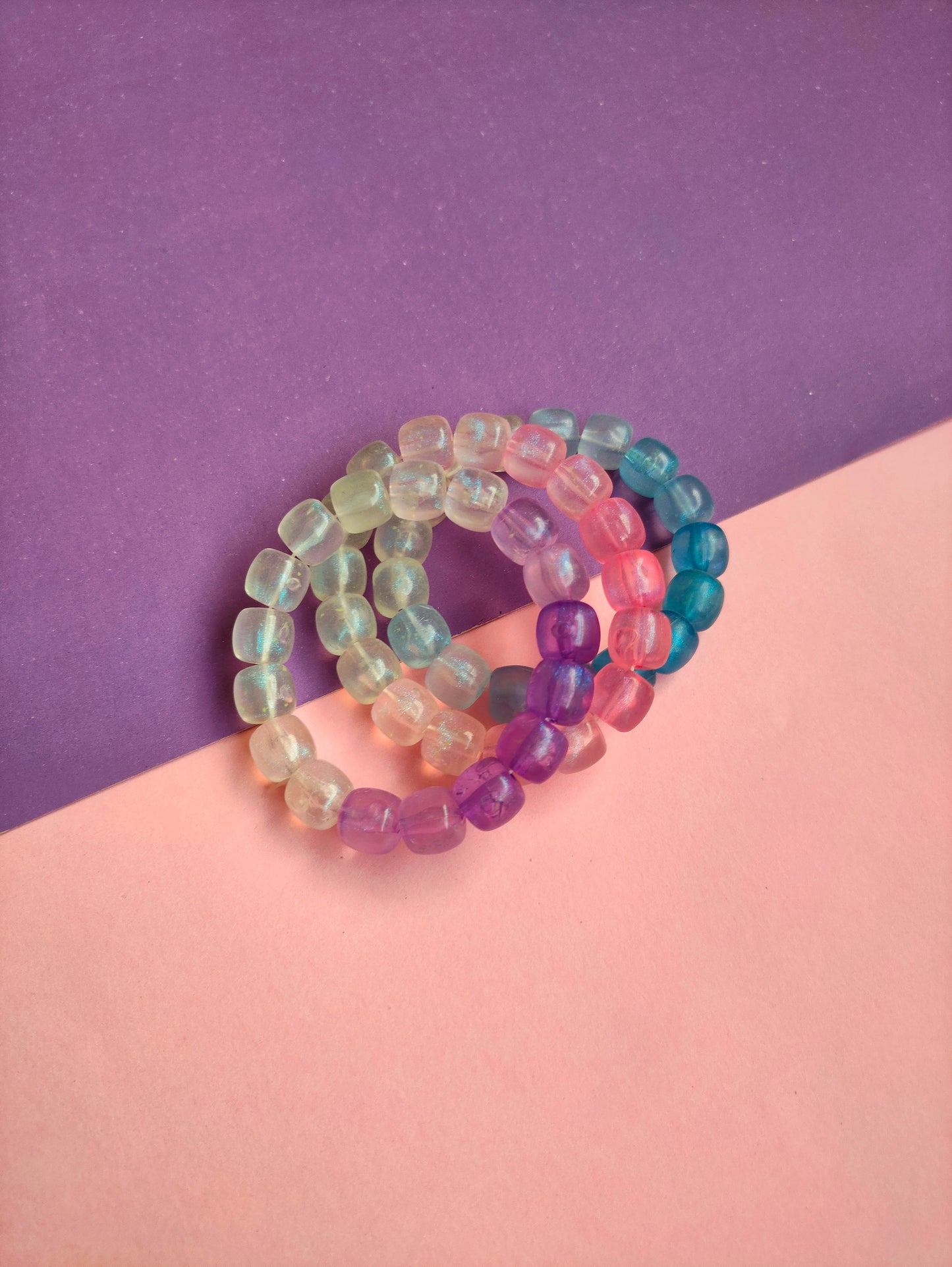 Luminous Set of 3 Chunky beaded bracelets -(BB-001)