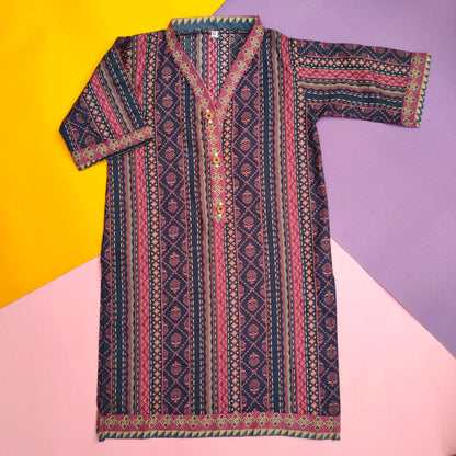 Blue lawn kurti for girls – simple everyday wear, Budget Fit Collection by HIBA FASHION STUDIO