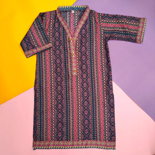 Blue lawn kurti for girls – simple everyday wear, Budget Fit Collection by HIBA FASHION STUDIO