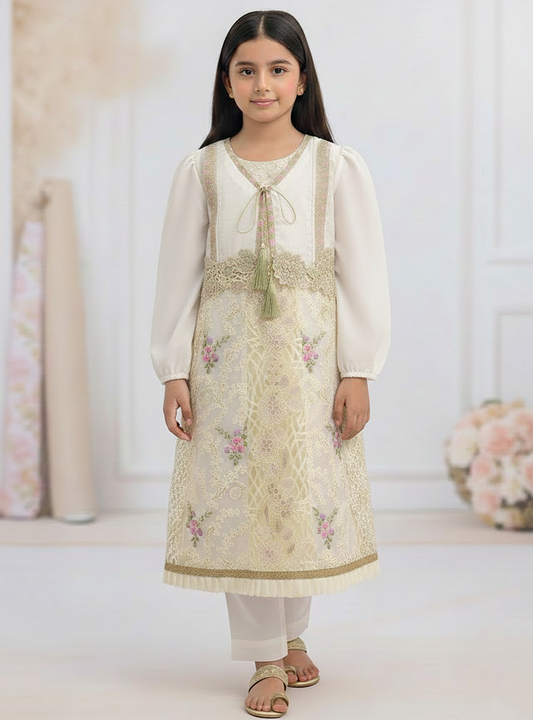 Cream Koti 2 PC Organza suit (BFC-0024)