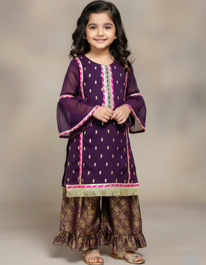 Purple and Pink 2 PC Chiffon suit (BFC-0026)