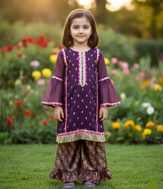 Purple and Pink 2 PC Chiffon suit (BFC-0026)