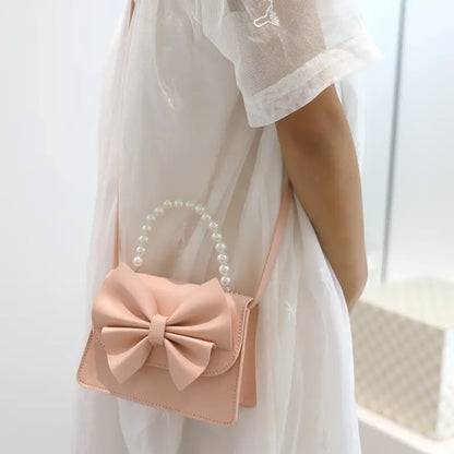 Mini bow pearl crossbody bag for girls-(HB-BW-003)