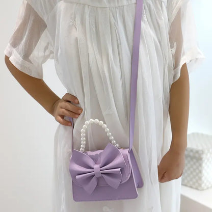Mini bow pearl crossbody bag for girls-(HB-BW-004)