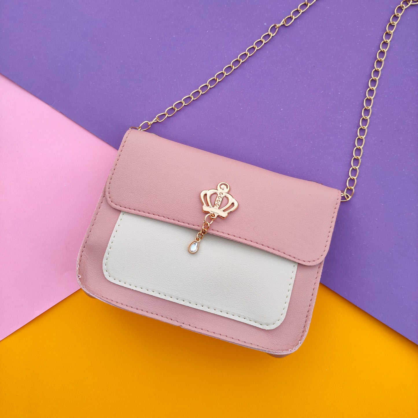 Leather chain crossbody bag-(HB-PNK-002)