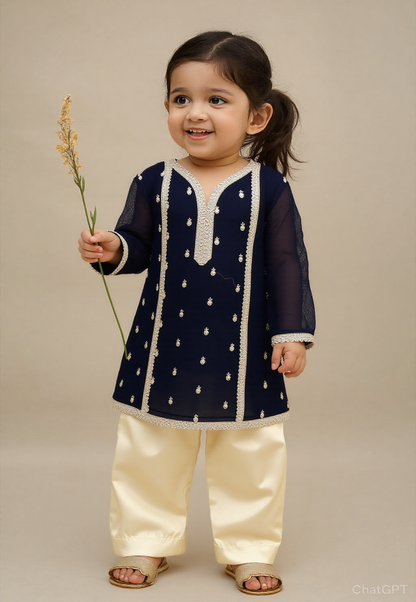 Black and Fawn 2 PC Chiffon suit (BFC-0021)