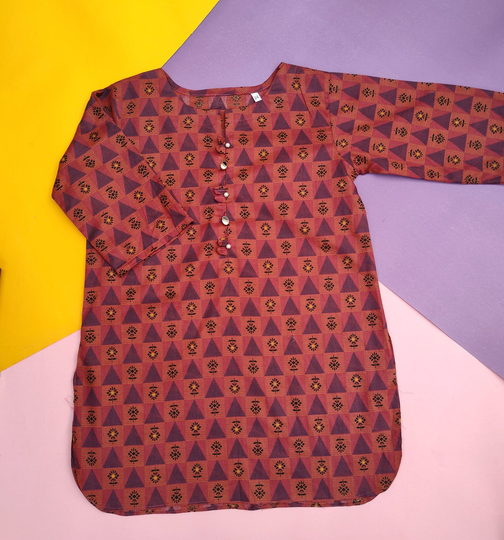 Maroon lawn kurti for girls – simple everyday wear, Budget Fit Collection by HIBA FASHION STUDIO