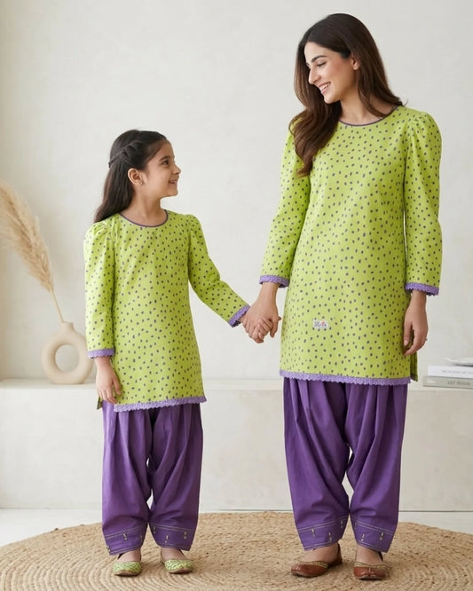 Purple & Green Adults 2 PC Lawn suit (MDT-0012)
