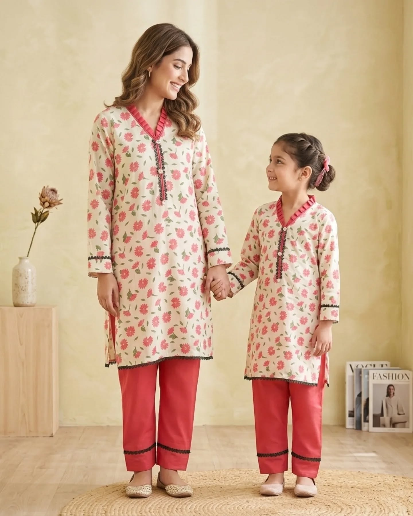 White & Punch Adults 2 PC Lawn suit (MDT-0014)