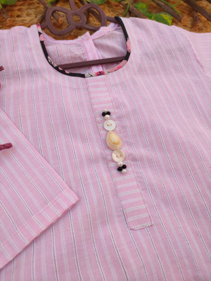 Pink and black 2 pcs lawn suit-(TWB-001)
