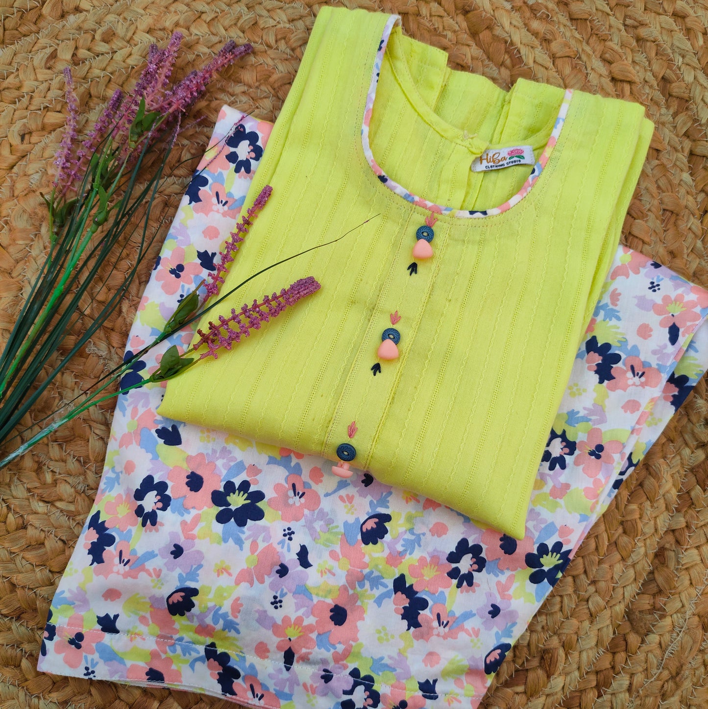 Limes and peaches 2 pcs lawn suit-(TWB-002)