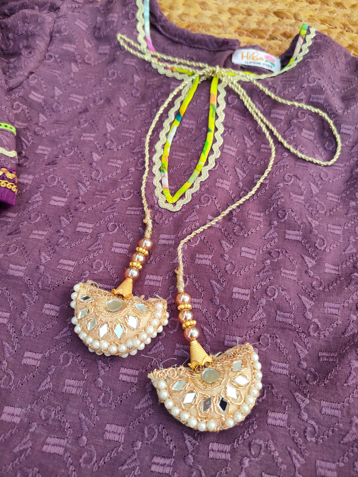 Mauve chikankari 2 pcs festive dress-(TWF-001)