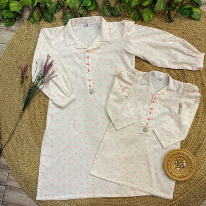 Off-white and pink mommy and me set-(TWM-001)-(1 PC)