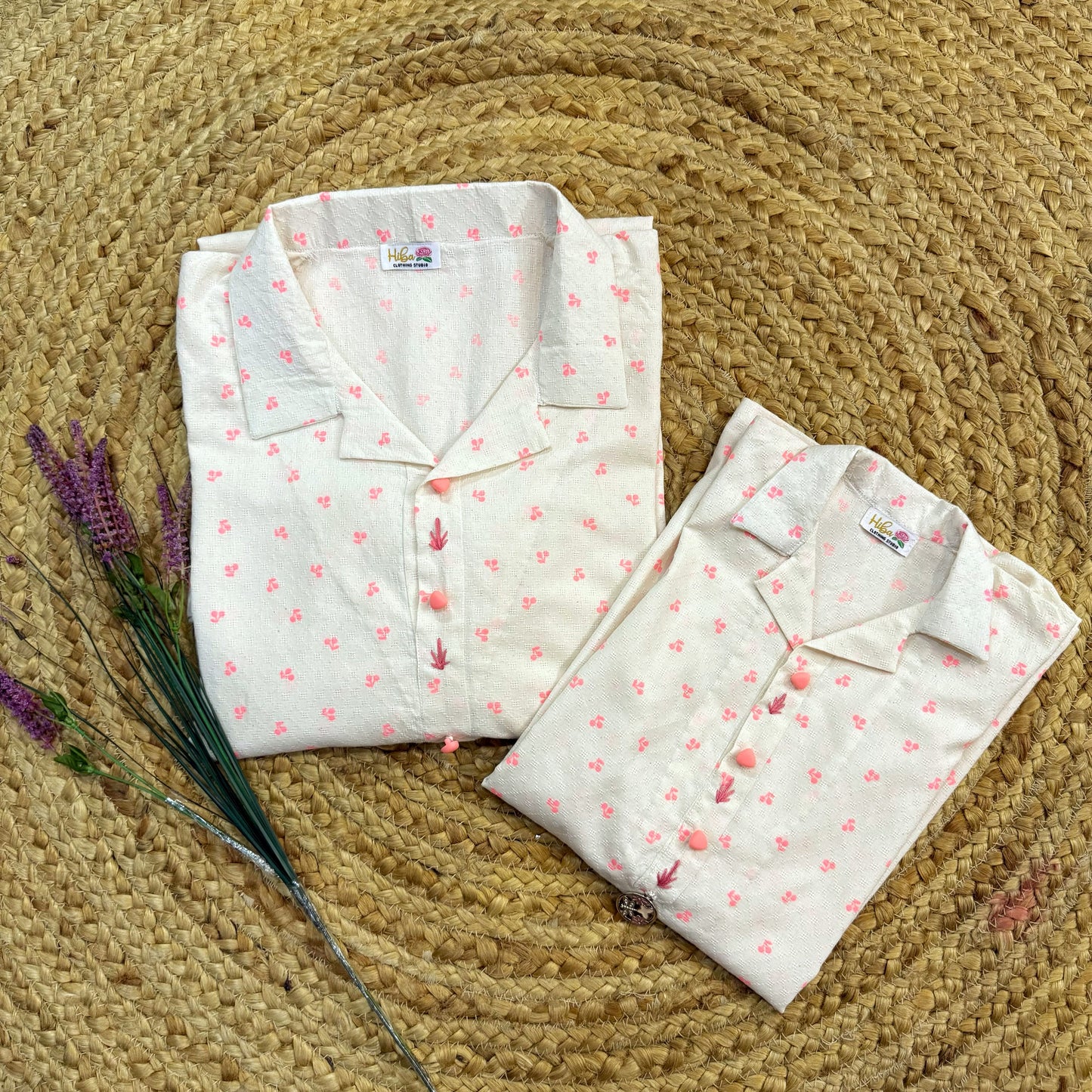 Off-white and pink mommy and me set-(TWM-001)-(1 PC)