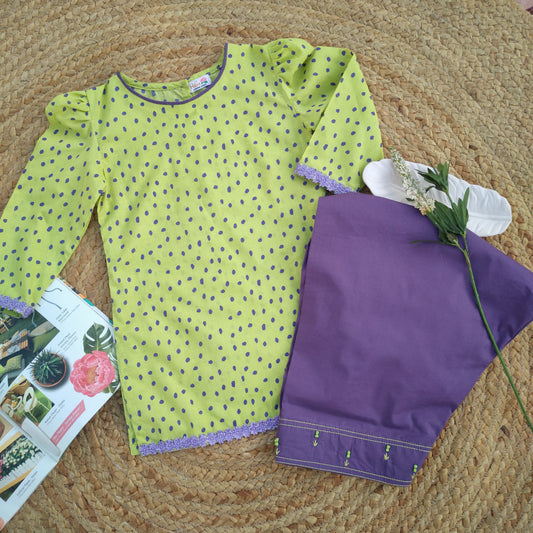 Purple & Green 2 PC Lawn suit (GEC-0013)