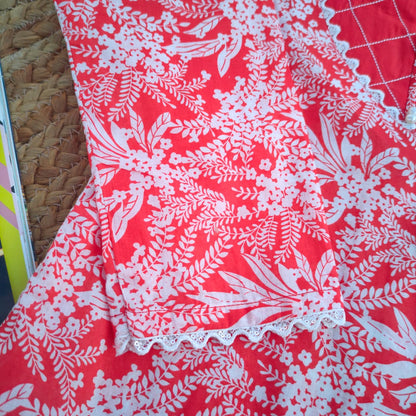 Red & White Adults 2 PC Lawn suit (MDT-0013)