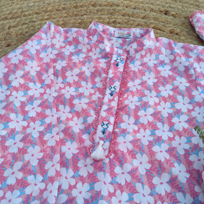 Pink & Ferozi Adults 2 PC Lawn suit (MDT-0011)
