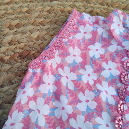 Pink & Ferozi Adults 2 PC Lawn suit (MDT-0011)