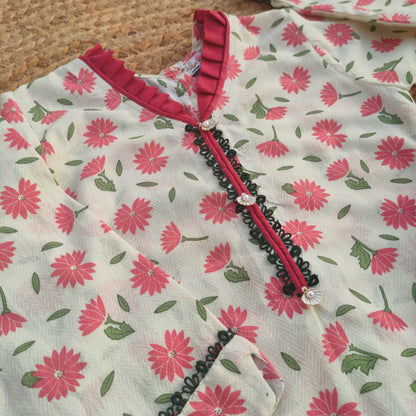 White & Punch Adults 2 PC Lawn suit (MDT-0014)