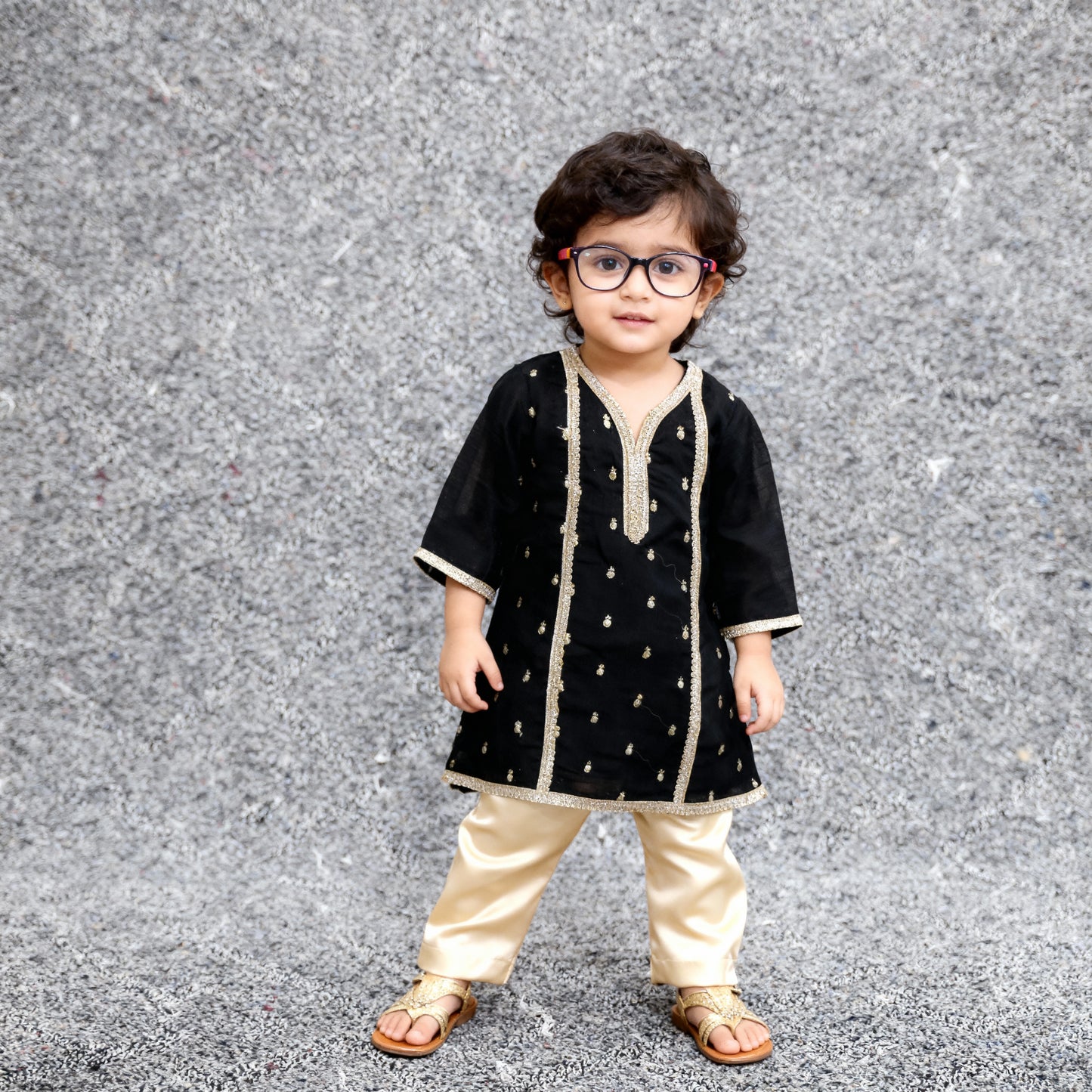 Black and Fawn 2 PC Chiffon suit (BFC-0021)